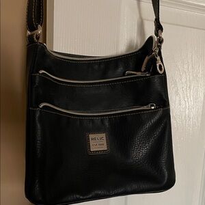 Relic Black Leather Shoulder Bag